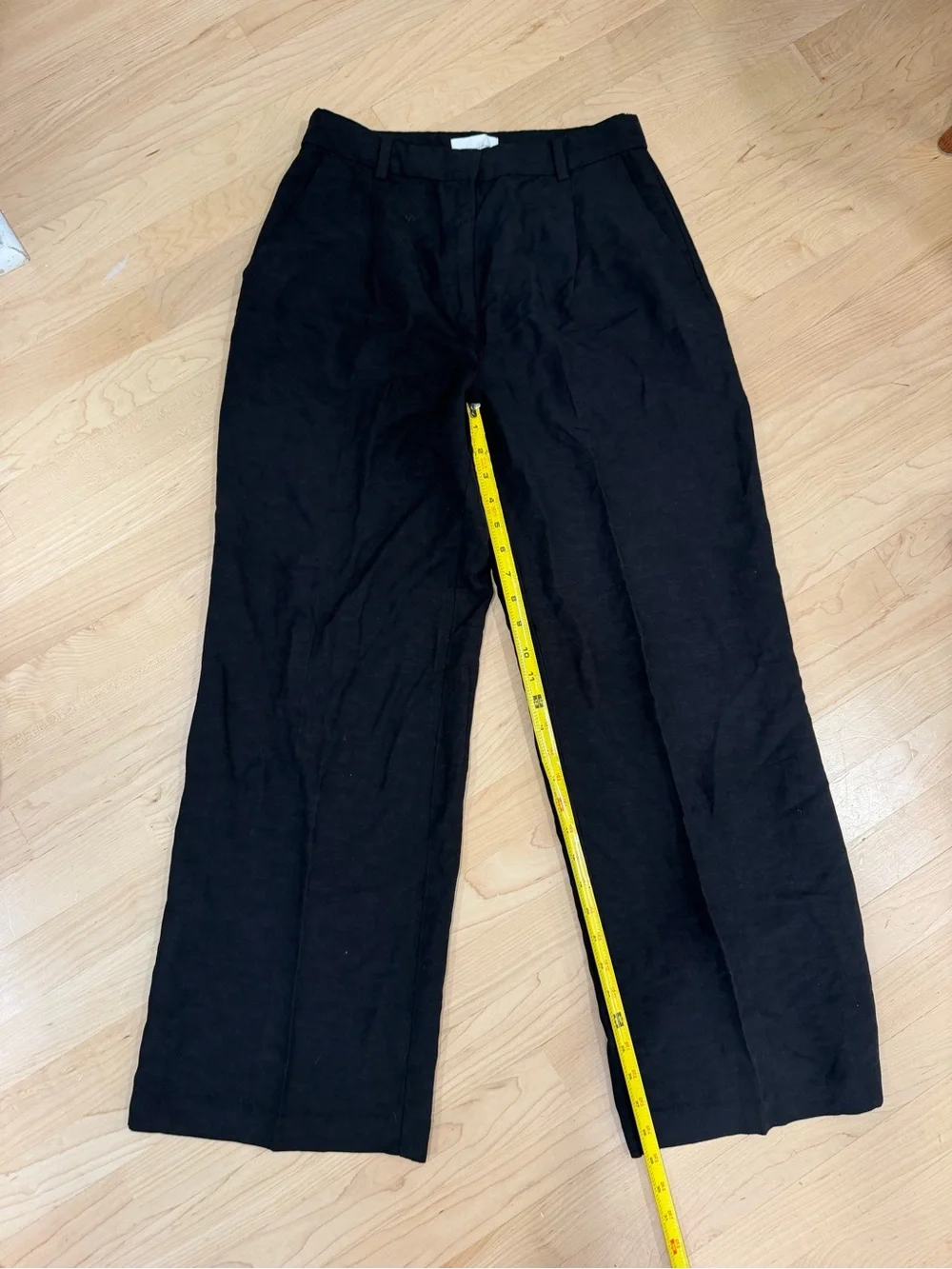H&M Black Wide-Leg Pants - High Waist Linen Blend